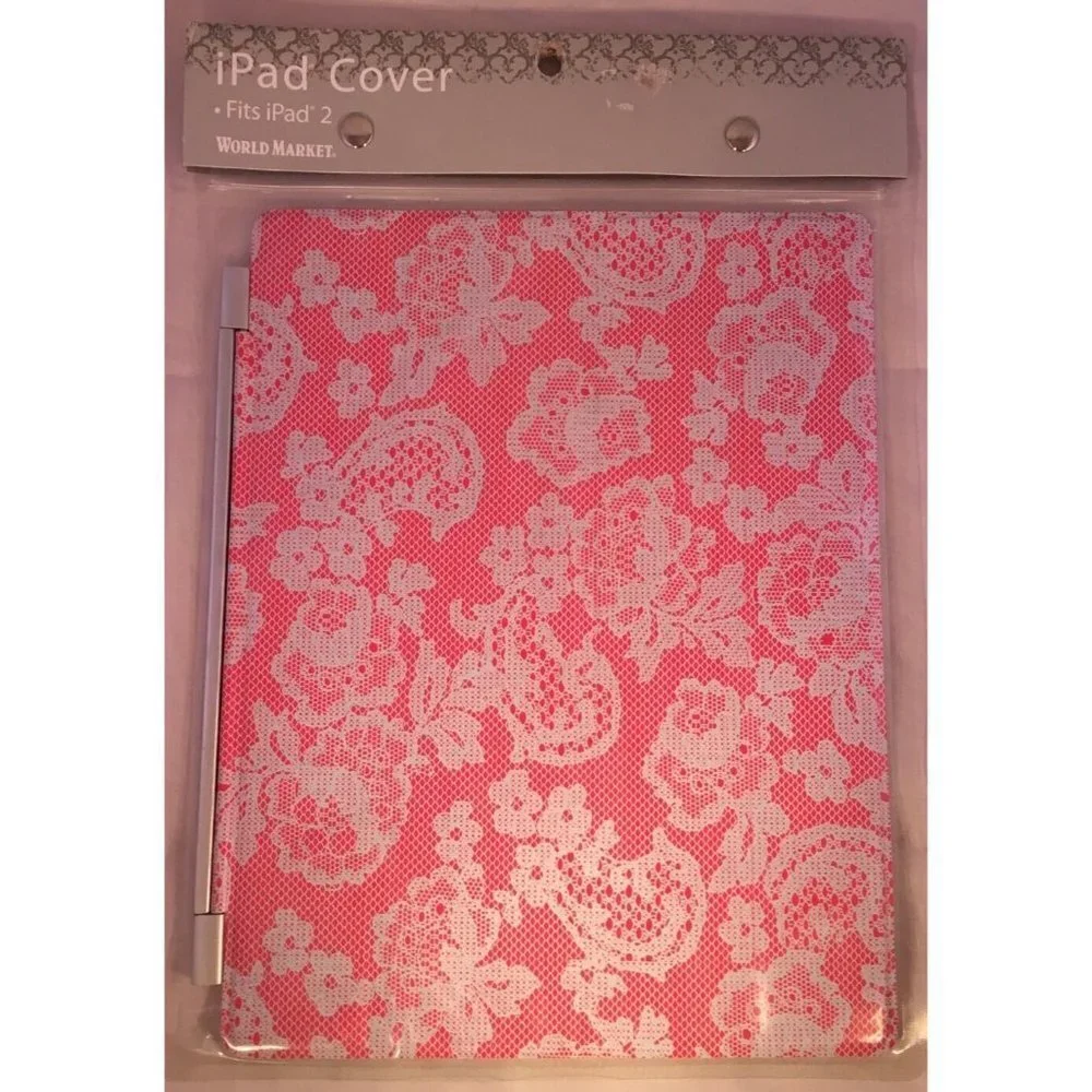 Cost Plus World Market Ipad Cover Pink Blue Magnetic Lace Fits 9.45 x 7.67